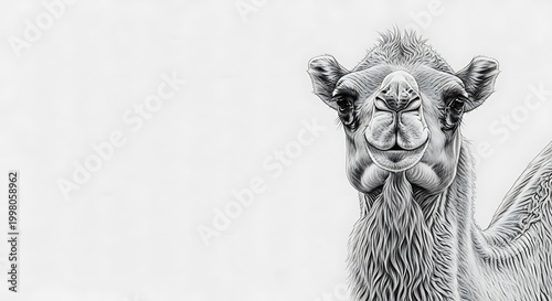 Hand drawn camel head sketch for Eid al Adha and Eid Mubarak
