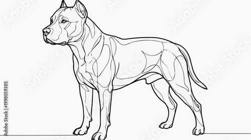 sketch of a dog in line art style