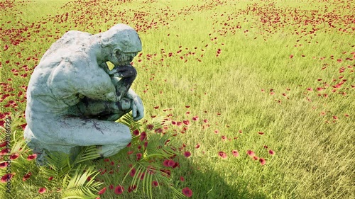 Ancient Greek Statue in Nature Landscape