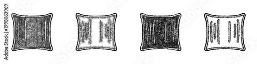 Sketch velvet cushion icon design set