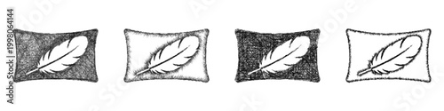 Sketch feather pillow icon design set