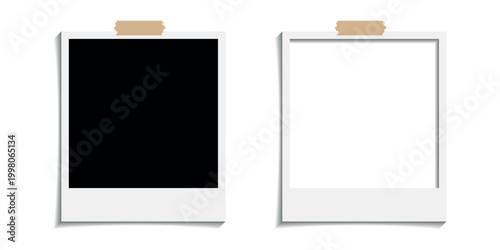 Realistic blank White Polaroid Photo Frame Set – Realistic Polaroid Frames and Photo Mockup Collection with Shadows vector illustration isolated on a transparent background