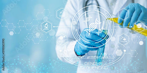 Tableau sur toile Scientist conducting genome sequencing research with advanced laboratory technol