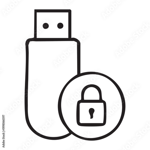 Data Security Icon - Pen Drive 