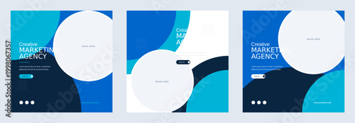 Corporate Marketing Design Template with Blue Circles