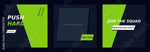 Sports and Fitness Design Template with Slash Frame Effect