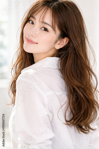 Bright Portrait in White Shirt with Natural Lighting