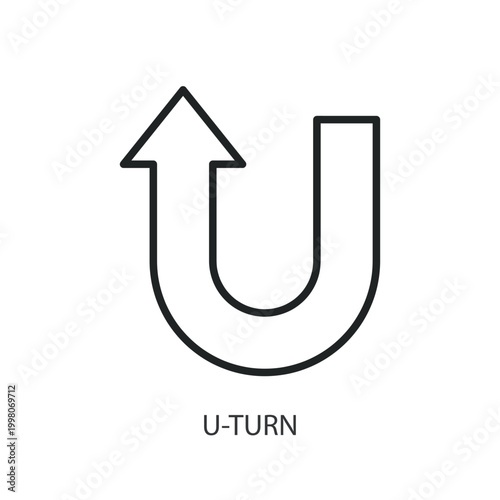U-Turn thin line vector icons