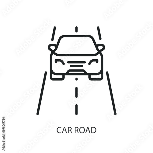 Car Road thin line vector icons