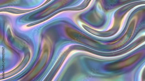 Abstract Iridescent Holographic Fluid Metallic Surface Background