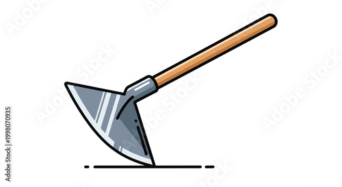 Durable garden hoe with a wooden handle and sharp metal blade isolated on a plain white background for farming and gardening themes.