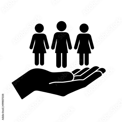 Hand Holding Three People Icon