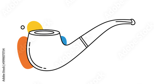 Classic wooden smoking pipe icon with a curved stem and abstract shapes for leisure and gentlemanly lifestyle themes.