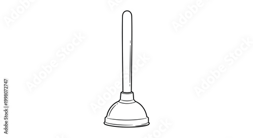 Essential household toilet plunger with a long wooden handle and a rubber suction cup for plumbing maintenance and quick repair tasks.