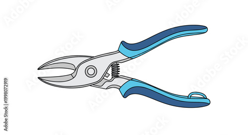 Pair of professional garden pruning shears with blue ergonomic handles and sharp steel cutting blades shown as a flat vector illustration on white.