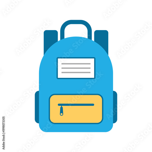 School bag icon in flat style. Children backpack vector illustration on isolated background. Schoolbag sign business concept.