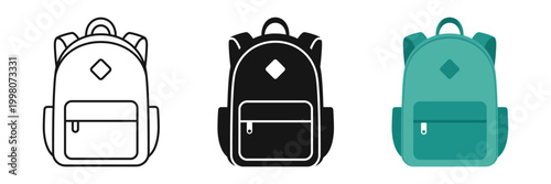 Canvas Print School bag icon set collection in flat style