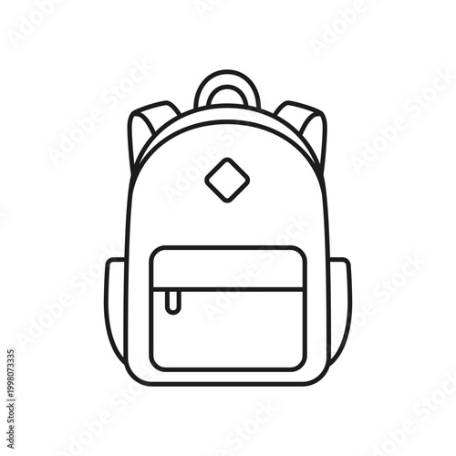 School bag icon in flat outline stroke style. Children backpack vector illustration on isolated background. Schoolbag sign business concept.
