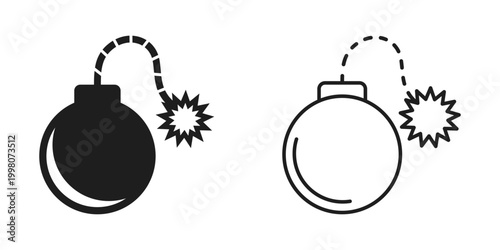 Cuadro en lienzo Bomb icon in flat silhouette style