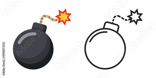 Fotografía Bomb icon in flat silhouette style