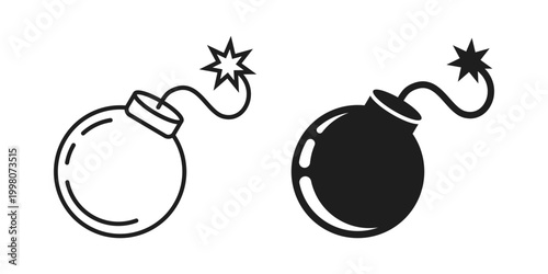 Photography Bomb icon in flat silhouette style