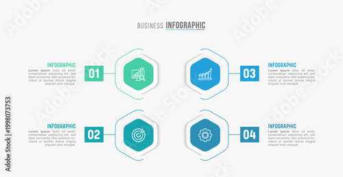 Timeline infographic template design. 4 options or steps business infographic template design. Can be used for process diagram, presentations, workflow layout, flow chart, steps, banner.