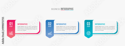 Timeline infographic template design. 3 options or steps business infographic template design. Can be used for process diagram, presentations, workflow layout, flow chart, steps, banner.