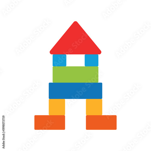 Foto Toy wooden building blocks in flat style