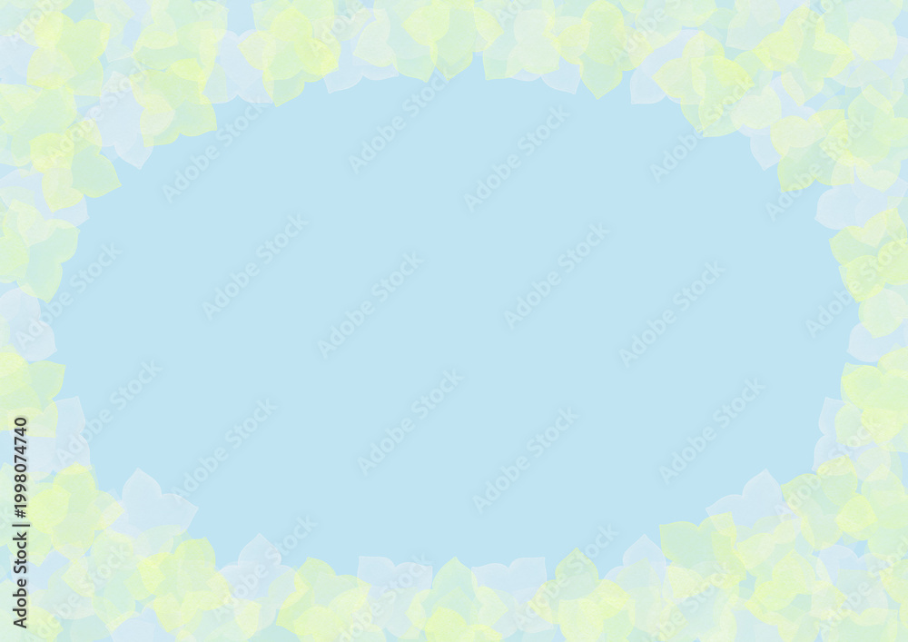 Obraz premium 紫陽花のフレーム 水彩風イラスト