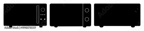 Microwave set with black silhouette on white background featuring appliance, kitchen appliance, electronic appliance with silhouette and background