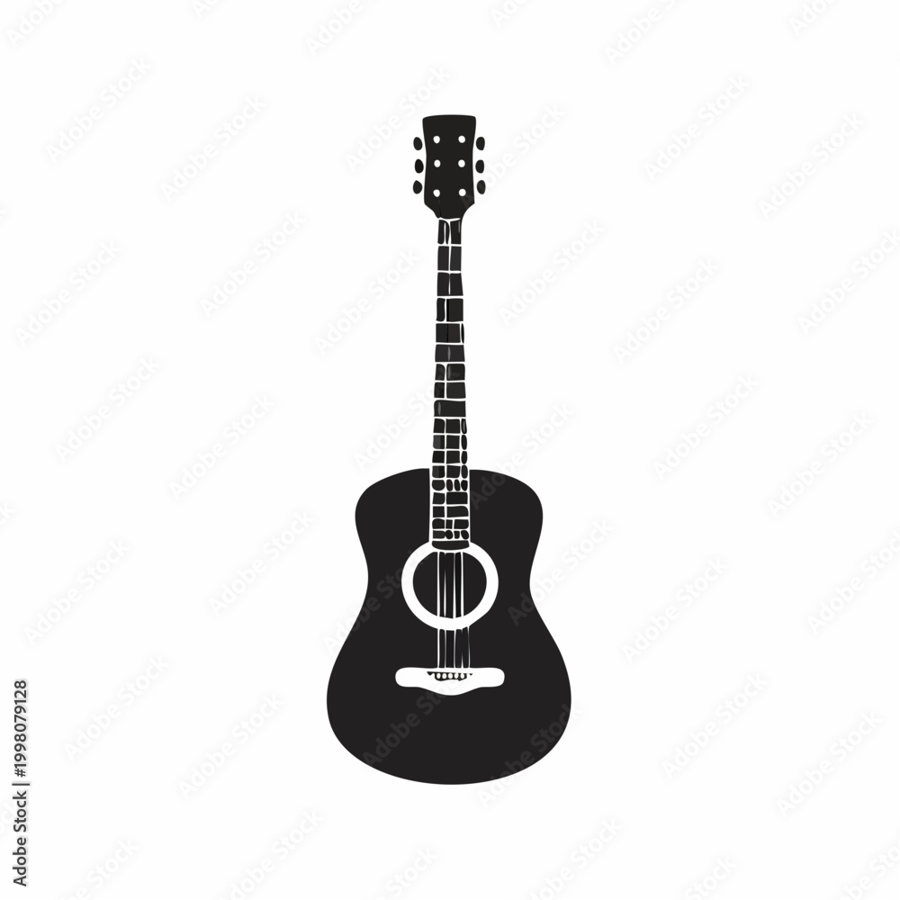 Obraz premium Black Silhouette of an Acoustic Guitar