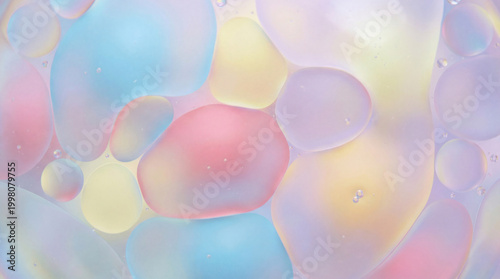 Pastel Abstract Fluid Droplets with Soft Transparency