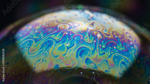 Colorful Soap Bubble with Iridescent Patterns