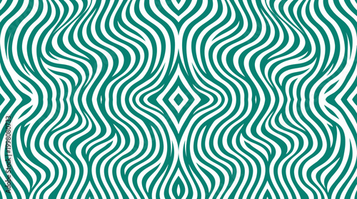 Teal wavy lines abstract pattern design.