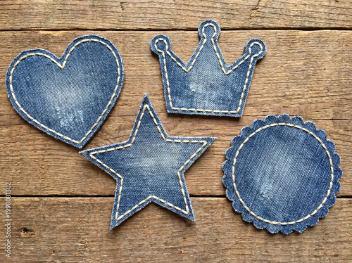 Denim Fabric Patches in Creative Shapes