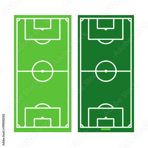 Soccer Field Layout Diagram Vector Icon with Two Green Variants