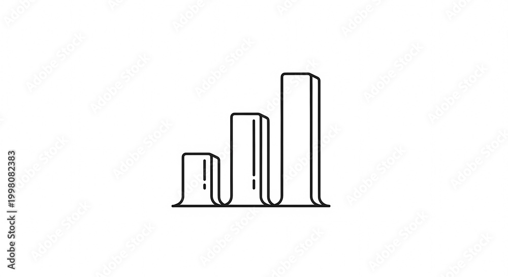 Fototapeta premium Simple Line Art Bar Chart Showing Growth and Progress.