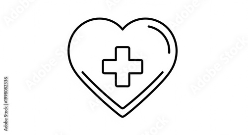 Heart with Medical Cross Icon Vector Illustration.