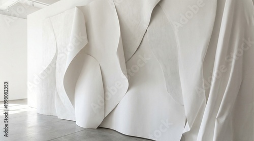 Large Sculptural Installation with Draped White Material