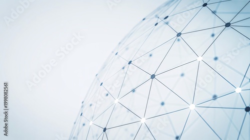 Geometric network, futuristic connections, web of lines, blue technology background