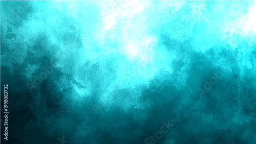 Abstract Vector azure oceanic gradient watercolor style design showing depth of clouds creating sense of atmospheric movement and liquid nature.