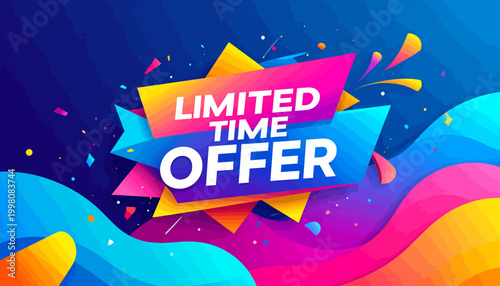 Captivating sales promotion graphic with a modern design, vibrant abstract elements, and a striking banner for exclusive discount opportunities