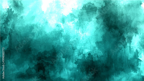 Abstract Vector turquoise and teal painted background resembling cloudscape or underwater texture ideal for artistic design with grunge style.