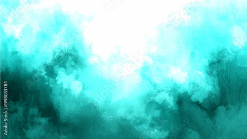 Abstract Vector aquamarine fluid cloud ink art with smoky textured illustration with blurred effect.