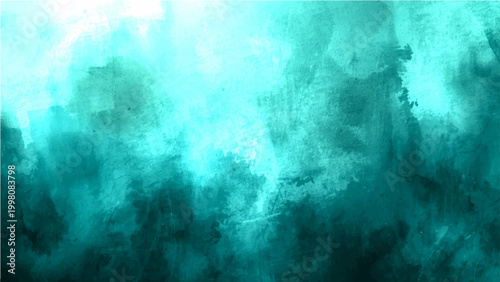 Abstract Vector cyan teal water color painted illustration with fluid smoky effect and vibrant artistic texture.