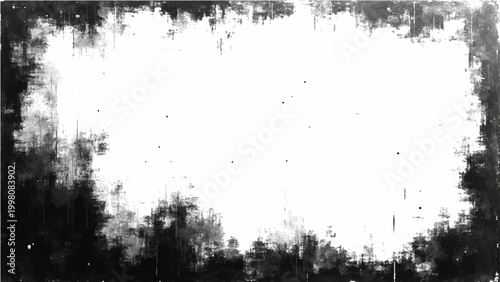 Bild auf Leinwand Abstract Vector landscape artistic black border texture illustration, grainy art composition stylish background with light center, creating space to insert