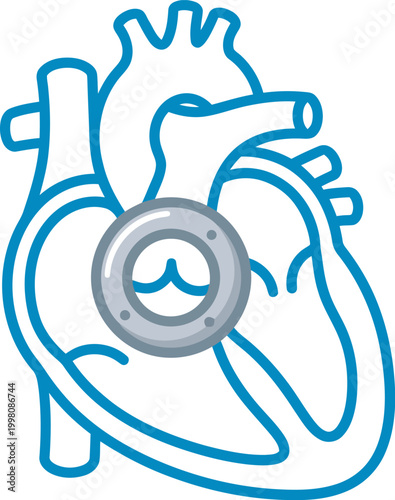 Human heart anatomy illustration with valve detail
