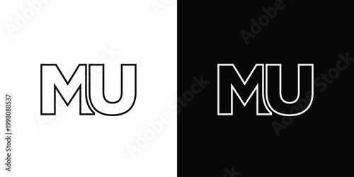 Letter M and U, MU logo design template. Minimal monogram initial based logotype.