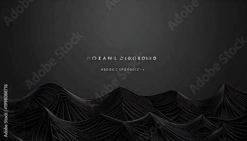 Abstract Dark Waveform Landscape with Subtle Text Overlay.