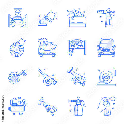 Collection of Line Style Automotive Icons 

